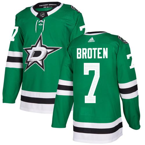 Adidas Stars #7 Neal Broten Green Home Authentic Stitched NHL Jersey - Click Image to Close